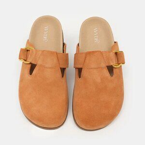 Sedona Closed Toe Mules | Size 7WW | Almond